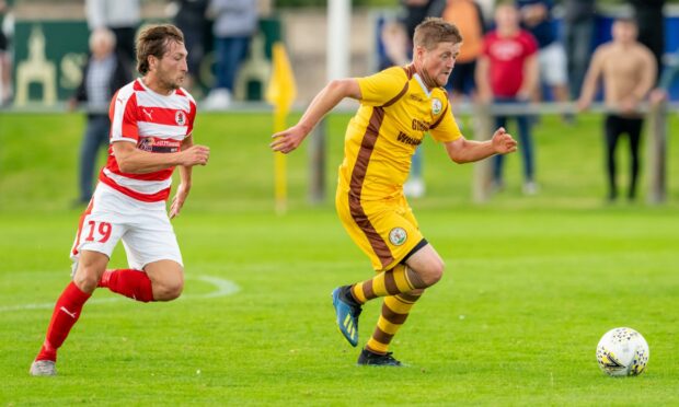 Bonnyrigg Rose Athletic's Scott Gray, left, chases Robert Duncanson of Forres