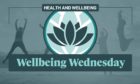 A graphic showing a lotus leaf and the text 'Wellbeing Wednesday'