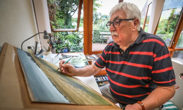 David E Johnston has devoted his life to painting local landscapes around his hometown, Laurencekirk.