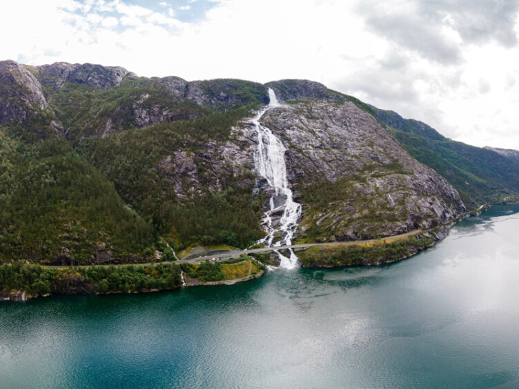 Langfoss Waterfall, Ã…krafjord, Norway