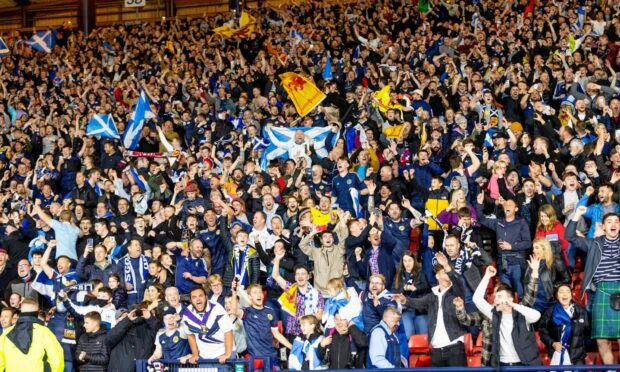 Scotland fans at full time after the win against Israel.