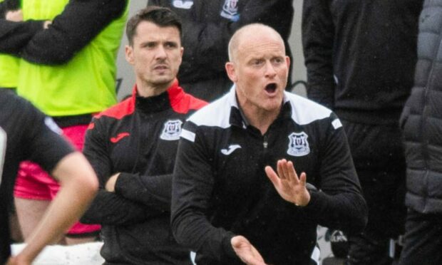 Elgin City assistant boss Steven Mackay, left, alongside manager Gavin Price.