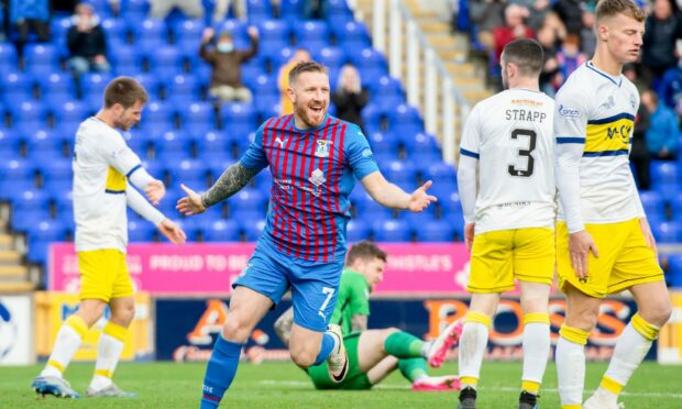 ICT's Michael Gardyne celebrates his goal, making it 2-0 against Morton.