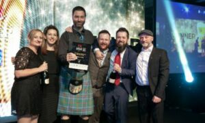 Fierce Beer celebrating at the Scottish Beer Awards in 2021.