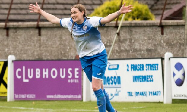 Tracey-Anne Montgomery celebrates after putting Sutherland 3-0 ahead