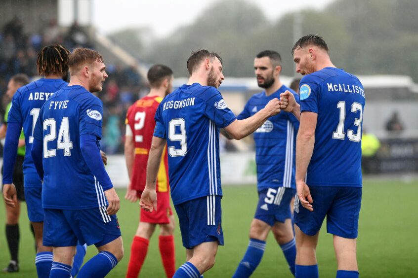 Cove Rangers goalscorers Mitch Megginson and Rory McAllister.