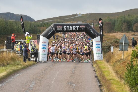 The start of the Loch Ness Marathon