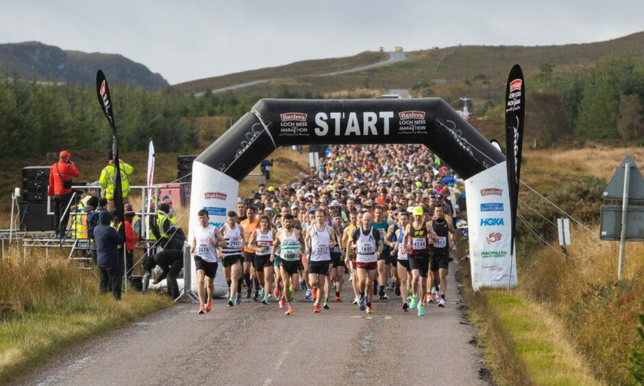 Baxters Loch Ness Marathon gets under way.