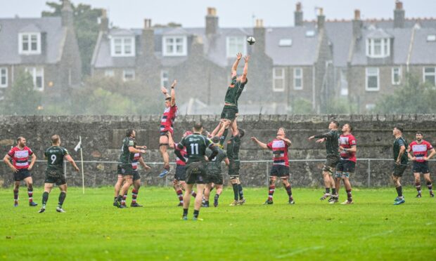 Aberdeen Grammar were beaten by title-chasing Hawick at Rubislaw. 
Picture by Scott Baxter