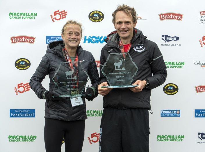 Marathon winners Megan Crawford and Stuart Livingstone