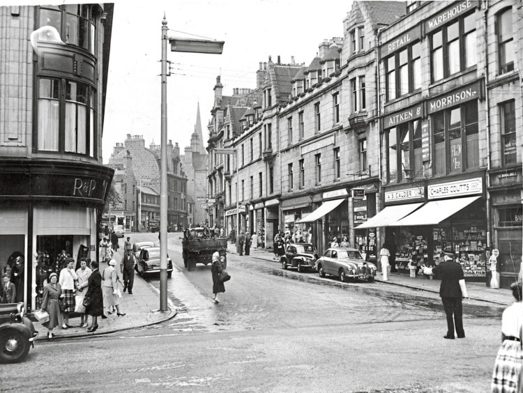 1959: The junction of St Nicholas Street and Schoolhill with a policeman on point duty in 1959.