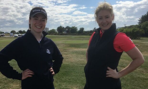Karolina Martincova, left, with Lauren Whyte ahead of the Aberdeen Ladies club championship final.