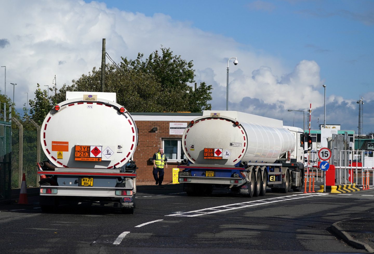 Fuel tankers at the Petroineos Grangemouth Refinery.