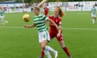 Aberdeen's Eilidh Shore, right, and Celtic's Izzy Atkinson. Picture by Kenny Elrick.