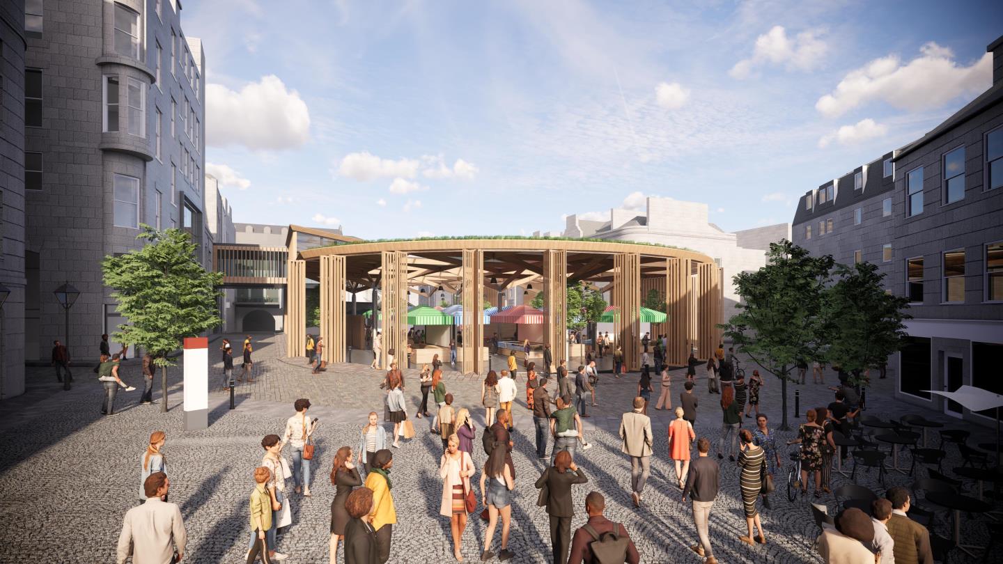 An artistic impression of how the new market development in Aberdeen city centre could look