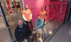 Pictured are from left, Craig Stevenson (Centre Manager at Bon Accord Centre), Darren Lynch (Curared Aberdeen Market Manager), Gary Kemp of Doric Skateboards and Sarah Bremner (Charlie House Director of Communications) at Curated Aberdeen, a new market set up inside the Bon Accord Centre.