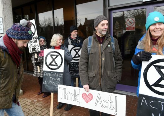 Climate change activists demonstrated outside Highland Council headquarters in 2020, as the council declared a climate emergency. Picture by Sandy McCook