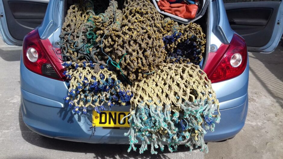 Fishing rope in a car boot