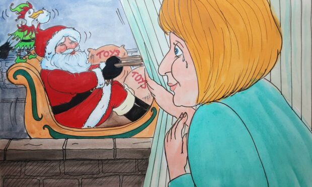 You're never too old to be overjoyed by the sight of Santa and his sleigh (Illustration: Helen Hepburn)