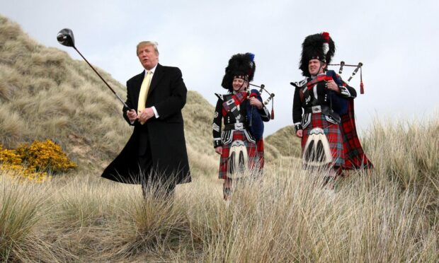 Donald Trump on a visit to the Menie Estate before his golf resort was built.