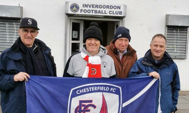 From left: John Taylor, Chris Roberts, Mark Barton and Bruce Baskerville make Invergordon the 1,000th ground for Chris.