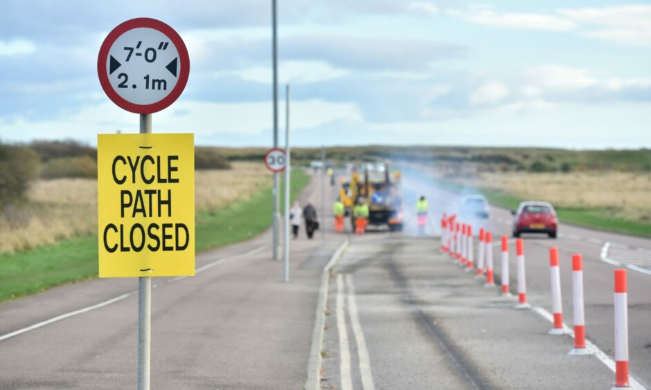 Spaces For People bike lanes at Aberdeen beach were removed and won't be brought back in light of the Omicron variant of Covid. Picture by Scott Baxter / DCT Media in November 2020.