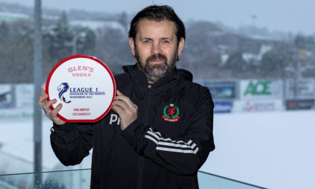 Cove Rangers manager Paul Hartley, the League One manager of the month for November