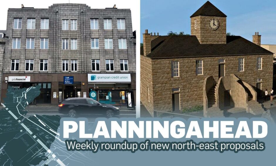 Plans for a new restaurant on Union Street and an upgrade to Kintore Town House are among the latest proposals lodged with north-east councils.