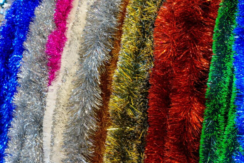 Tinsel is made of plastic and difficult to recycle.