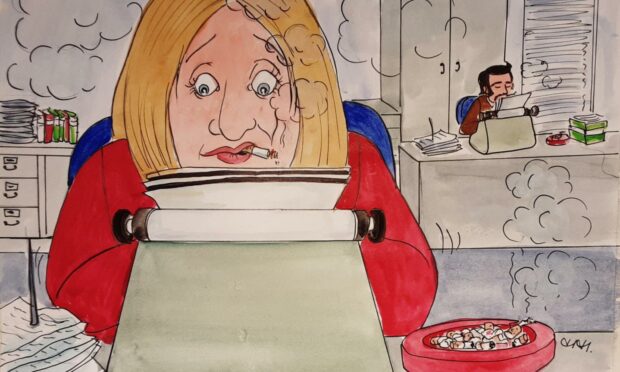 Smoking was once an everyday part of life for Moreen, even at work (Illustration: Helen Hepburn)