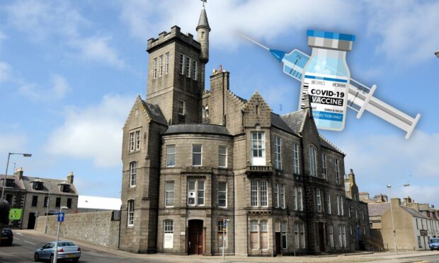 Dalrymple Hall in Fraserburgh could be turned into a new vaccination centre. Design image by Mhorvan Park/DCT Media
