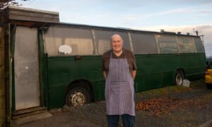 After 24-years of selling breakfast out of his bus in Inverurie, Roy Minty is finally hanging up his apron. Picture by Kath Flannery