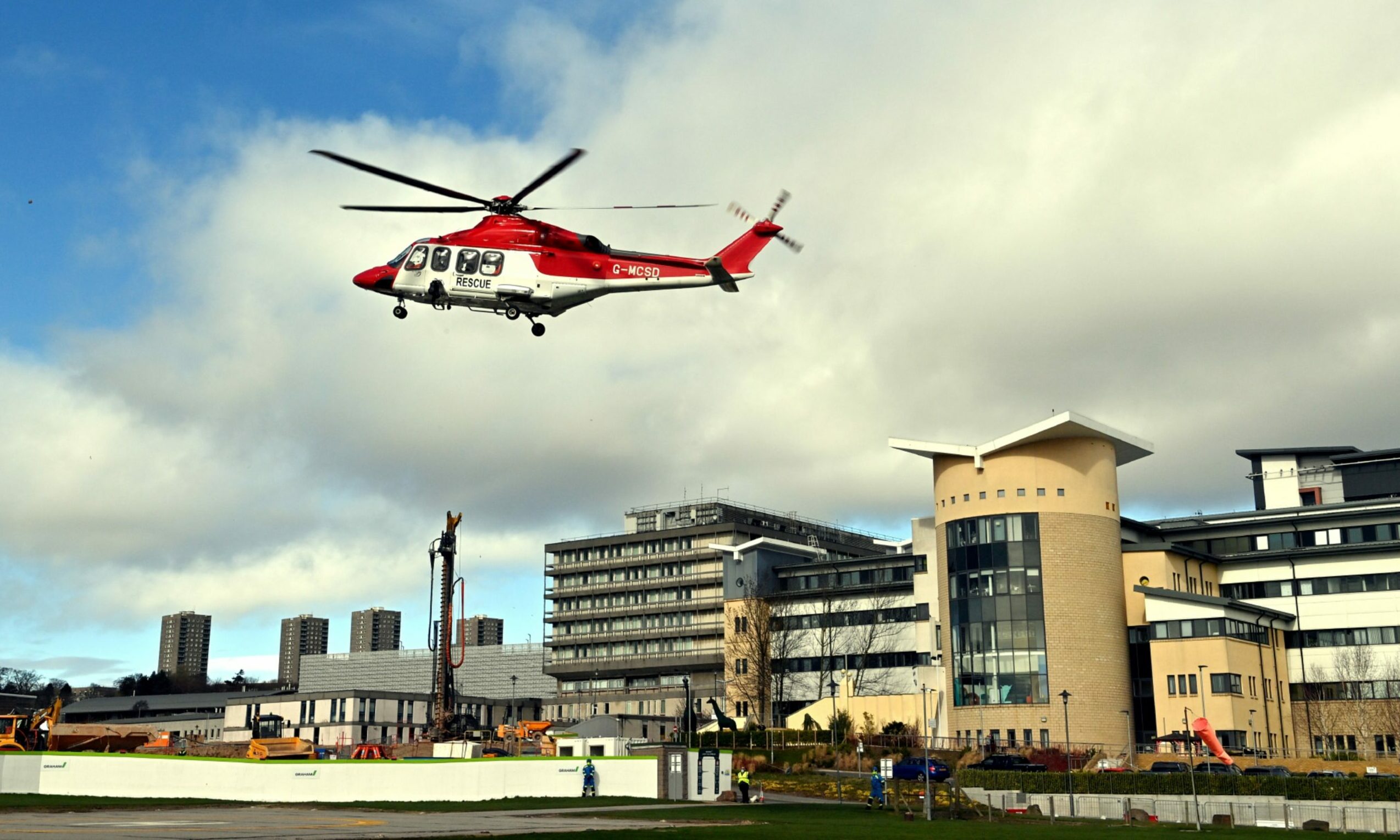 A rescue helicopter leaving Aberdeen Royal Infirmary, as NHS Grampian bosses say they may need to declare a major emergency