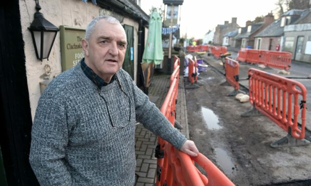 Jim Gardiner of the Clachnaharry Inn is furious over the short notice of major works outside his Inverness pub.