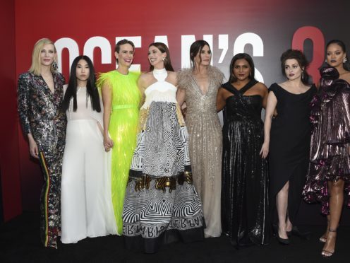 Cate Blanchett, Awkwafina, Sarah Paulson, Anne Hathaway, Sandra Bullock, Mindy Kaling, Helena Bonham Carter and Rihanna attend the world premiere of Ocean’s 8 (Evan Agostini/Invision/AP)