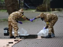 Military personnel at the site in Salisbury where Russian double agent Sergei Skripal and his daughter Yulia were found on a park bench (Ben Birchall/PA)