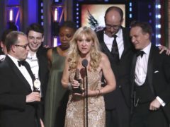 Producer Sonia Friedman and the cast and crew of Harry Potter And The Cursed Child accept the award for best play at the 72nd annual Tony Awards (Michael Zorn/Invision/AP)