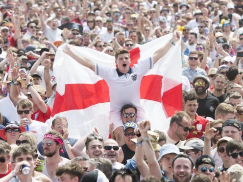 England supporters and festival goers watch England v Panama (David Jensen/PA)