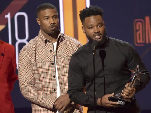 Michael B Jordan, left, and Ryan Coogler accept the Best Movie Award for Black Panther at the BET Awards in Los Angeles (Richard Shotwell/Invision/AP)
