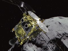 The unmanned Hayabusa2 has arrived at the asteroid, about 170 million miles from Earth (JAXA via AP)