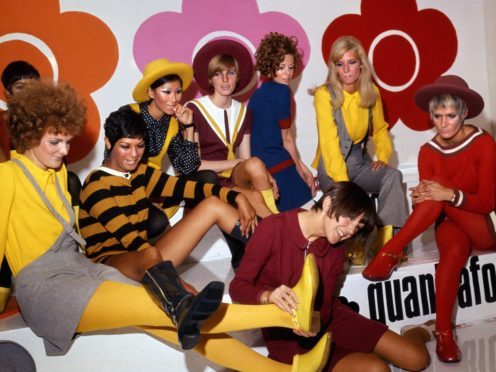 Mary Quant (foreground), with models showing her new shoe creations (PA)