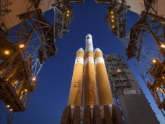 The United Launch Alliance Delta IV Heavy rocket with the Parker Solar Probe on board (Bill Ingalls/Nasa/AP)