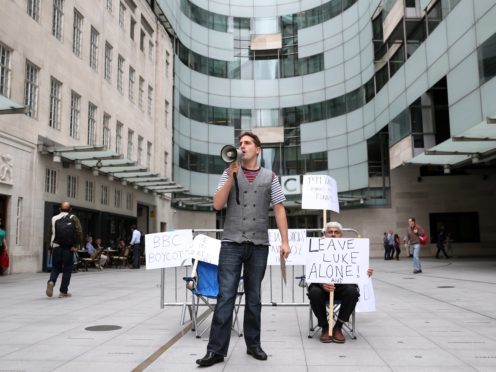 Comedian Luke McQueen outside BBC’s New Broadcasting House (Andrew Matthews/PA)