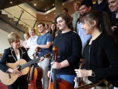 First Minister Nicola Sturgeon meets young musicians in Edinburgh who will be competing in the Eurovision Young Musicians 2018 contest (Jane Barlow/PA)
