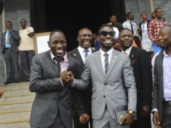 Pop star Kyagulanyi Ssentamu, better known as Bobi Wine, pictured after being sworn-in at parliament (AP)