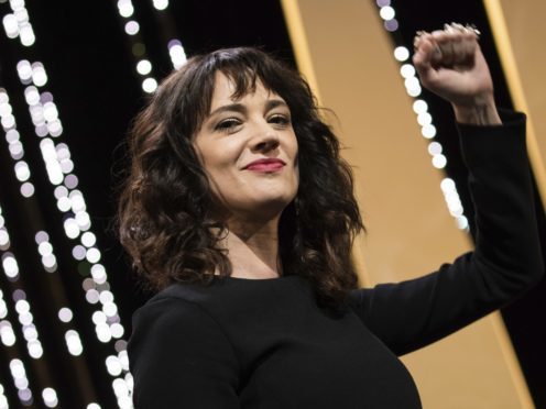 Actress Asia Argento gestures during the closing ceremony of the 71st international film festival in Cannes, France (Vianney le Caer/AP)