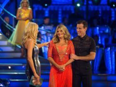 Tess Daly (left) with Susannah Constantine and Anton Du Beke (BBC)