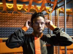 Ryan Thomas is the first to try the new immersive indoor skydive activity iFly at the Bear Grylls Adventure in the NEC Birmingham (Fabio De Paola/PA)