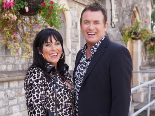 EastEnders reveal photos of Shane Richie on set with Jessie Wallace ahead of his return to Walford (Kieron McCarron/BBC)