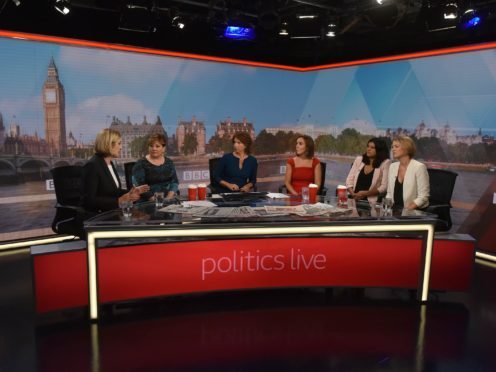 The all-female line-up of the Politics Live debut. (BBC/Jeff Overs)